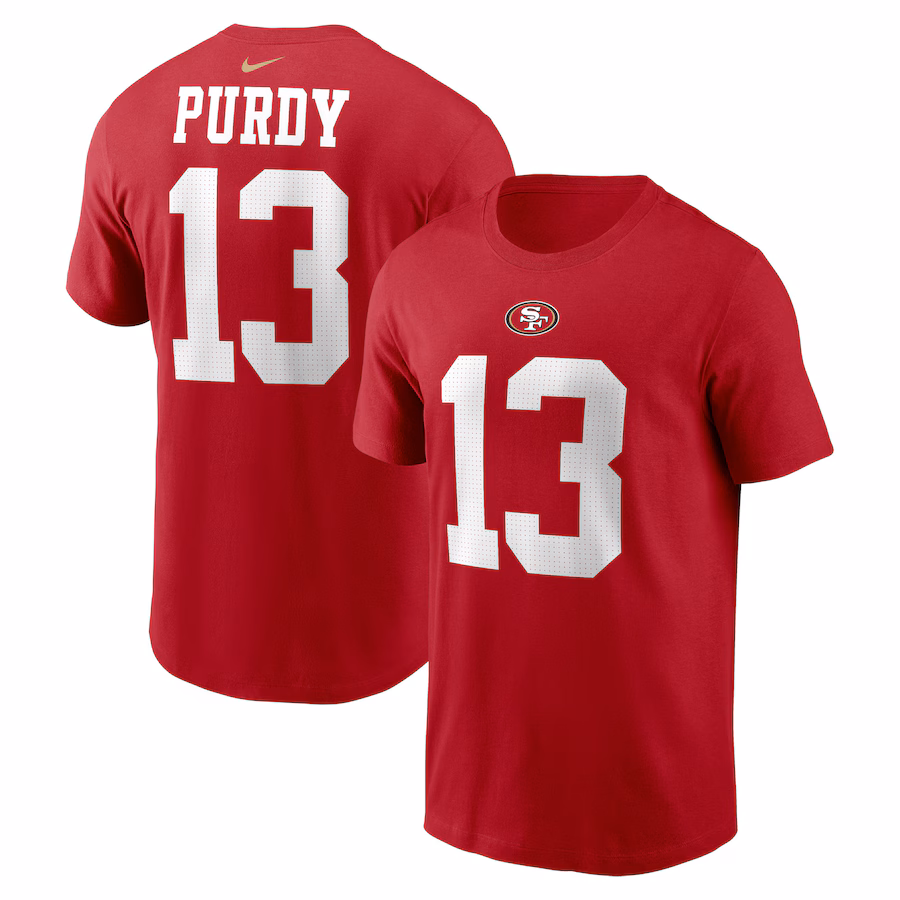 Men's San Francisco 49ers Brock Purdy Nike Scarlet Player Name & Number T-Shirt - Jersey