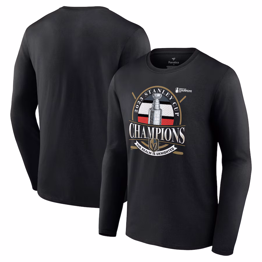 Men's Vegas Golden Knights Fanatics Black 2023 Stanley Cup Champions Rally Cry Long Sleeve T-Shirt - Jersey