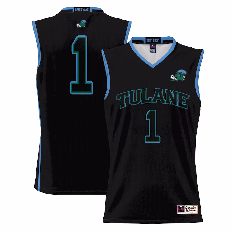 #1  Tulane Green Wave GameDay Greats  Lightweight Basketball Jersey - Black - Jersey