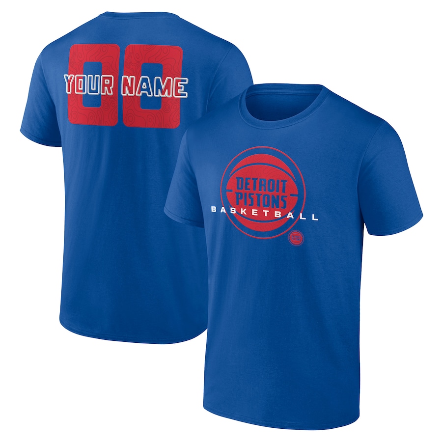Men's Detroit Pistons Blue Stellar Personalized Name & Number T-Shirt - Jersey