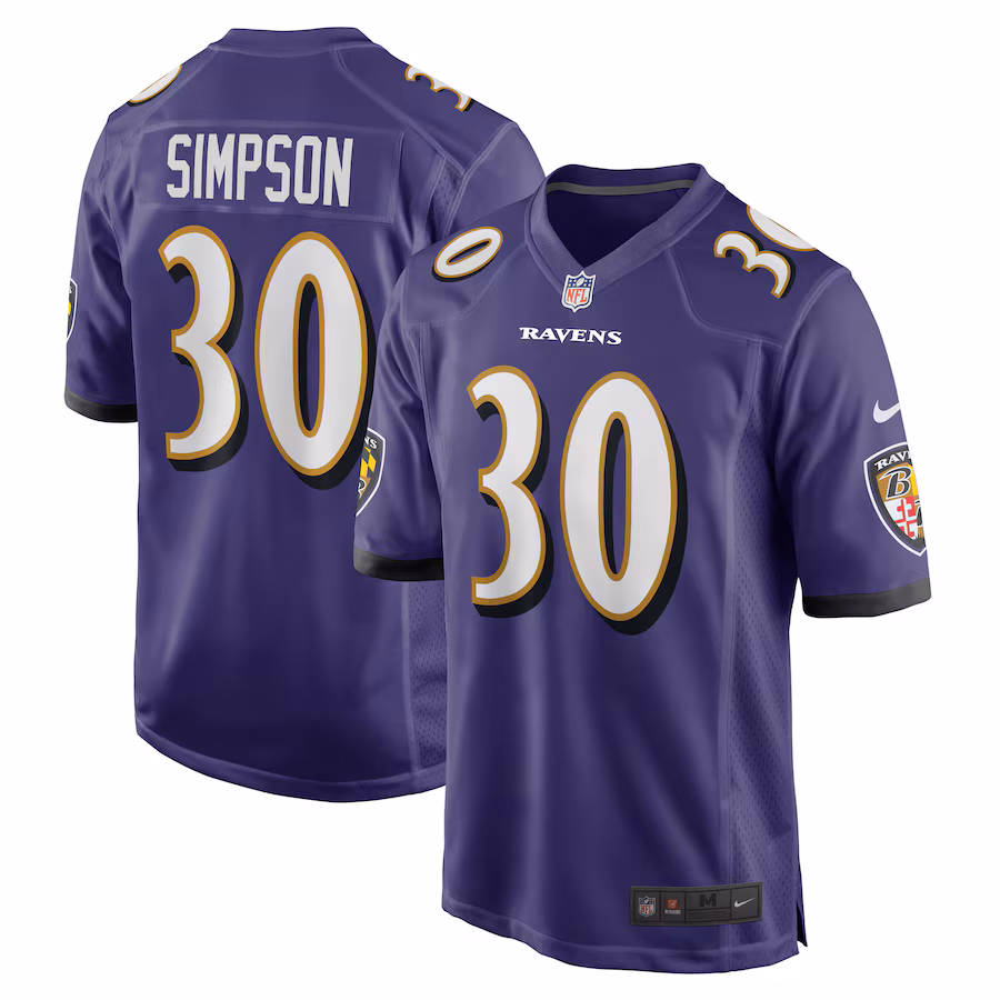 Men's Baltimore Ravens Trenton Simpson Nike  Purple  Game Jersey - Jersey