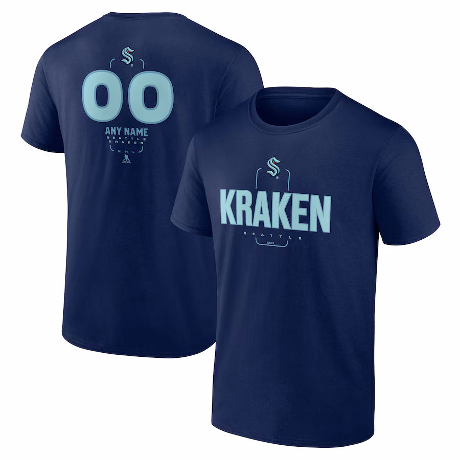 Men's Seattle Kraken Deep Sea Blue Personalized Name & Number Midfielder T-Shirt - Jersey