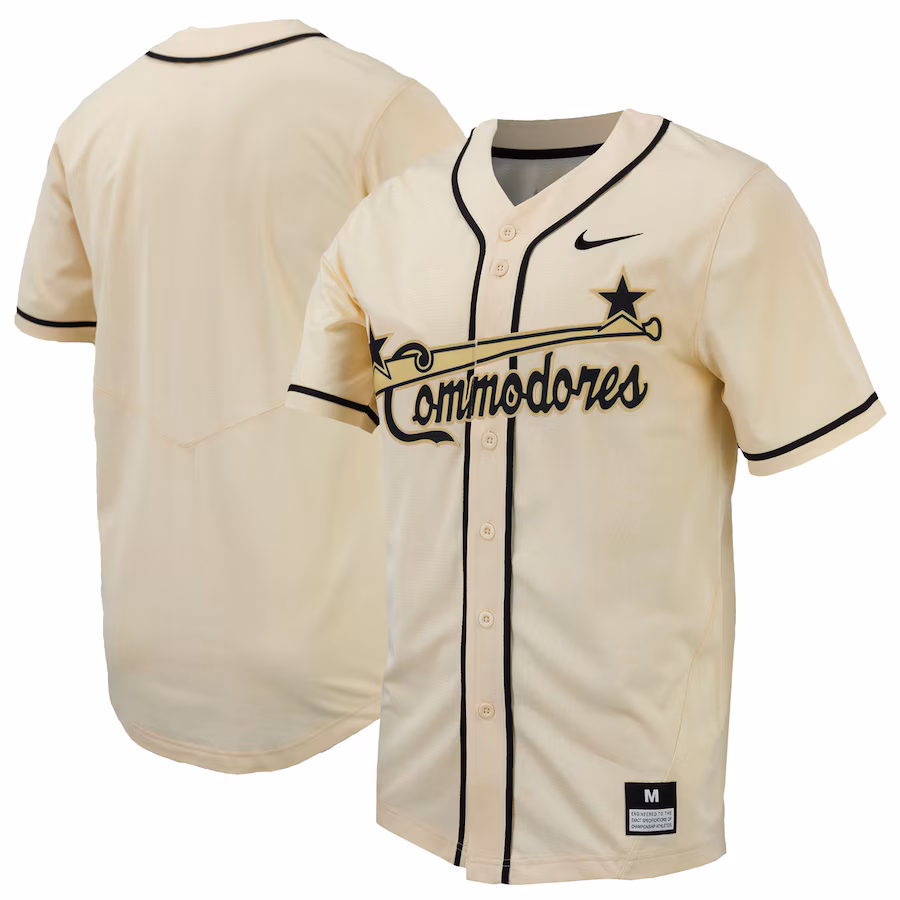 Men's Nike  Natural Vanderbilt Commodores Replica Full-Button Baseball Jersey - Jersey