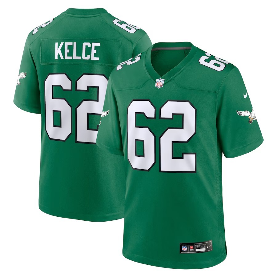 Men's Philadelphia Eagles Jason Kelce Nike Kelly Green Alternate Game Player Jersey - Jersey
