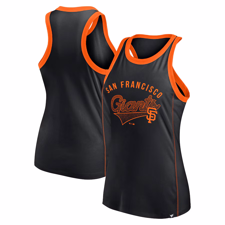 Women's San Francisco Giants Fanatics Black Tailsweep Fashion Racerback Rhinestone Tank Top - Jersey