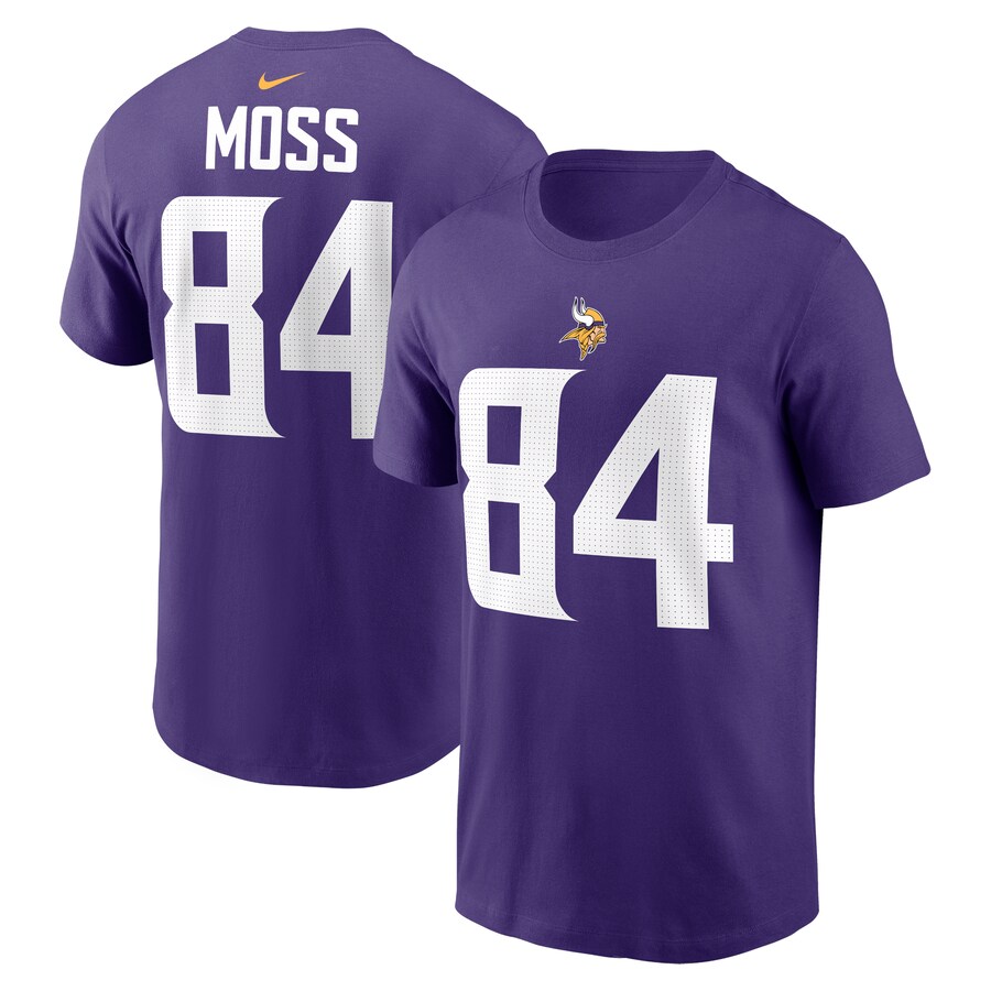 Men's Minnesota Vikings Randy Moss Nike Purple Retired Player Name & Number T-Shirt - Jersey