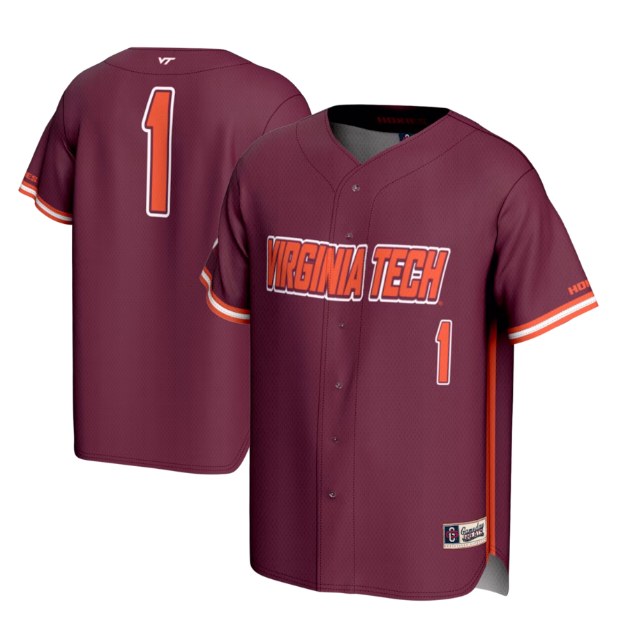 #1 Virginia Tech Hokies GameDay Greats Youth Lightweight Baseball Fashion Jersey - Maroon - Jersey