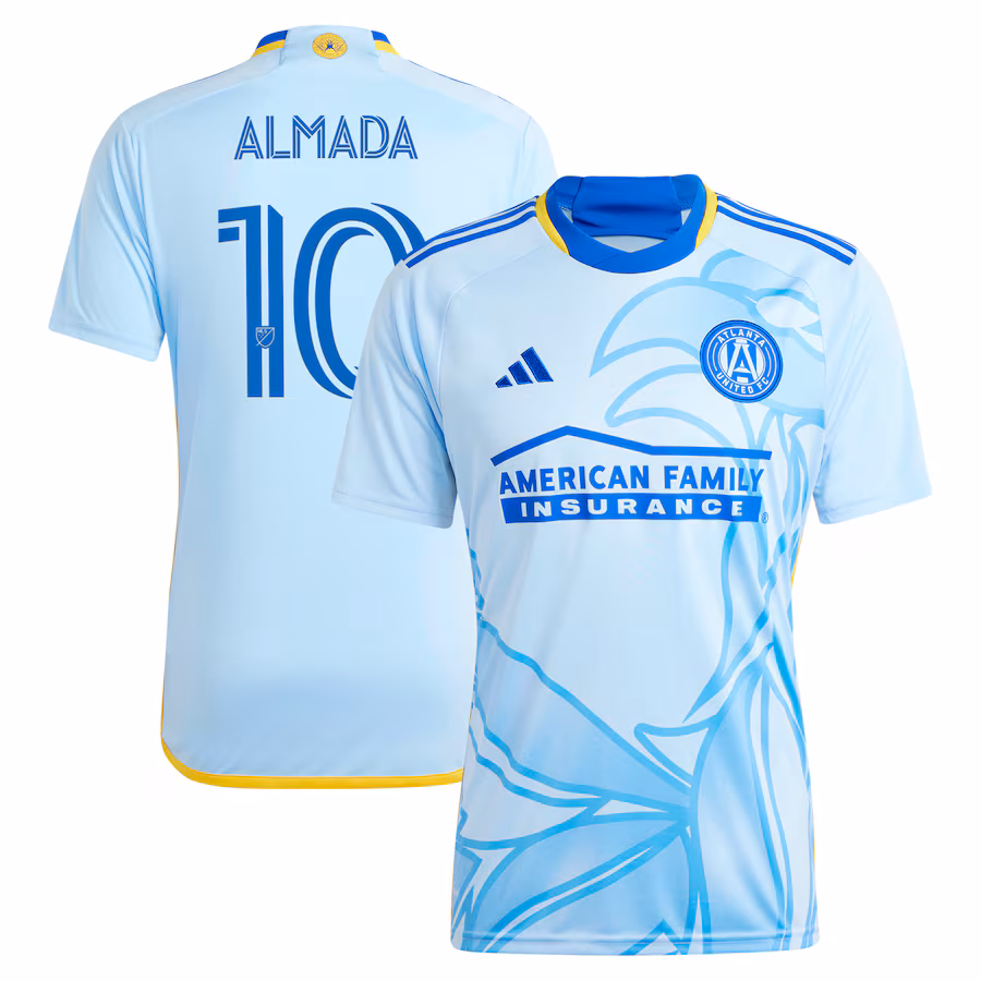 Men's Atlanta United FC Thiago Almada adidas Light Blue 2024 The Resurgens Kit Replica Player Jersey - Jersey