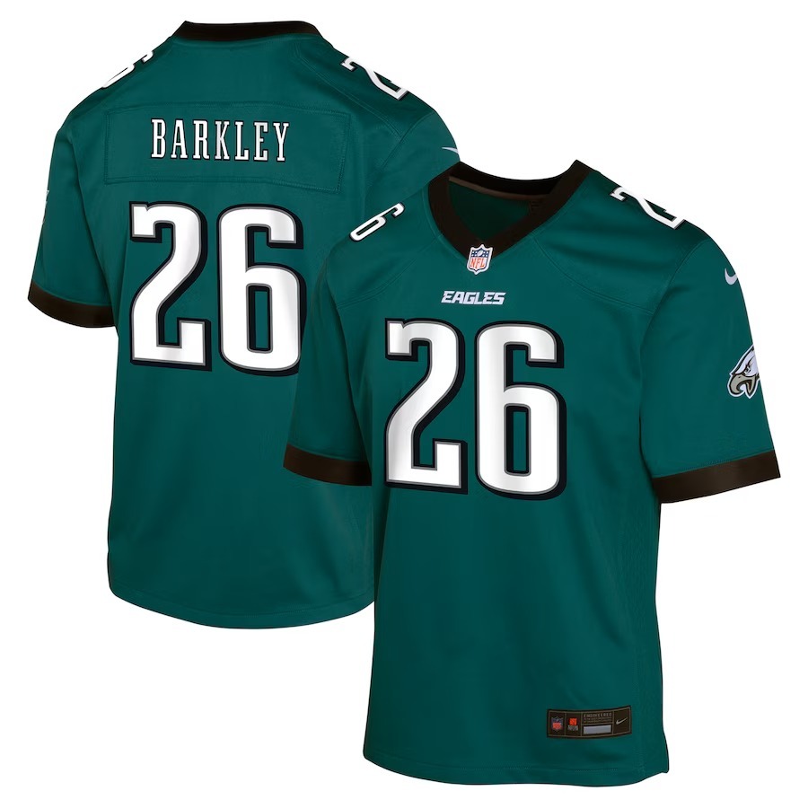Youth Philadelphia Eagles Saquon Barkley Nike Midnight Green Team Player Game Jersey - Jersey