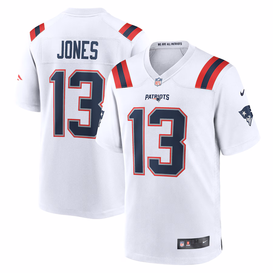 Men's New England Patriots Jack Jones Nike White Game Player Jersey - Jersey
