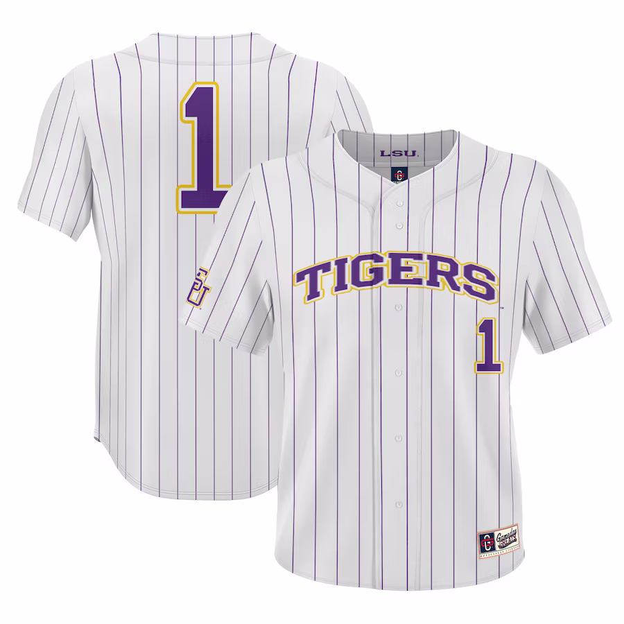 #1 LSU Tigers GameDay Greats Lightweight Baseball Jersey - White - Jersey