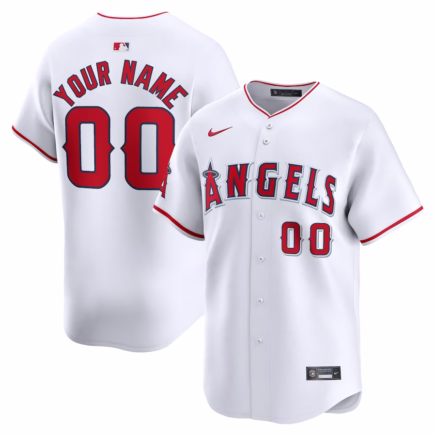 Men's Los Angeles Angels Nike White Home Limited Custom Jersey - Jersey