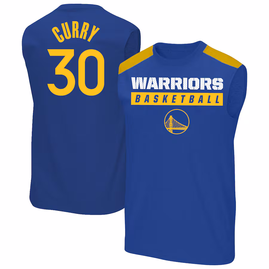 Men's Golden State Warriors Stephen Curry Profile Royal Big & Tall Player Muscle Tank - Jersey