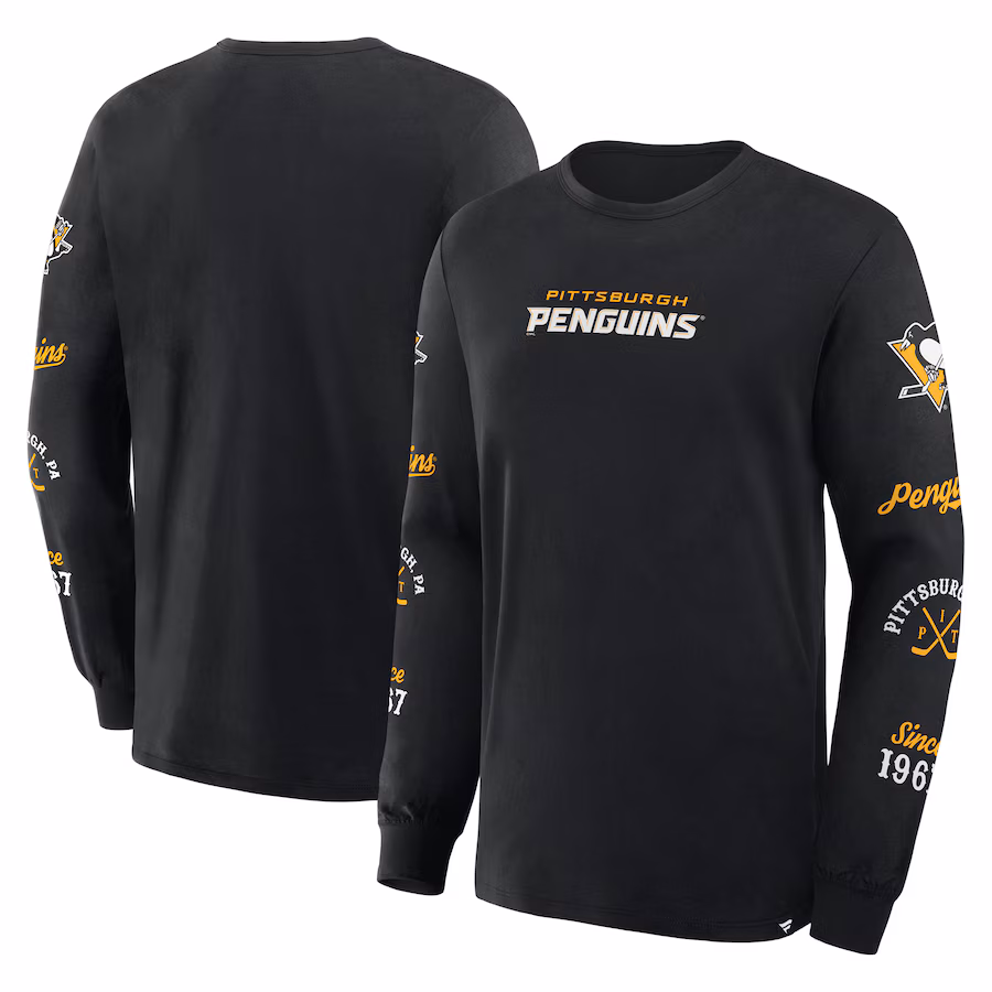 Men's Pittsburgh Penguins Fanatics Black Boxed In Legacy Long Sleeve T-Shirt - Jersey