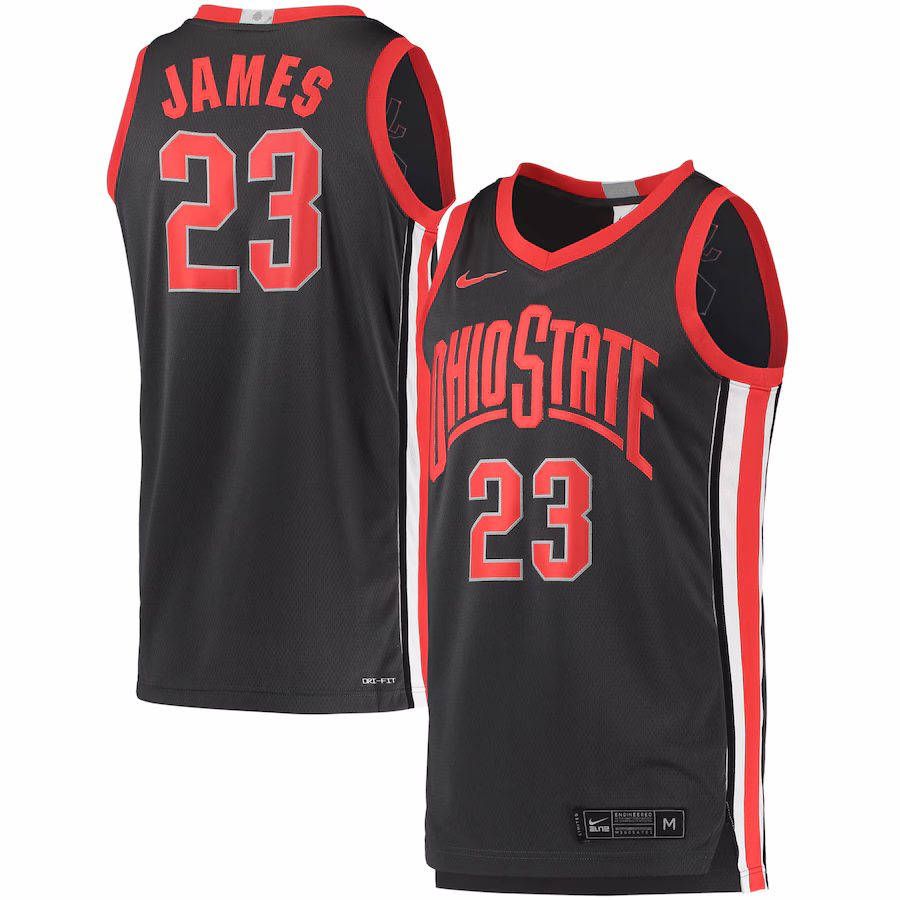 Men's Nike LeBron James Charcoal Ohio State Buckeyes Limited Basketball Jersey - Jersey