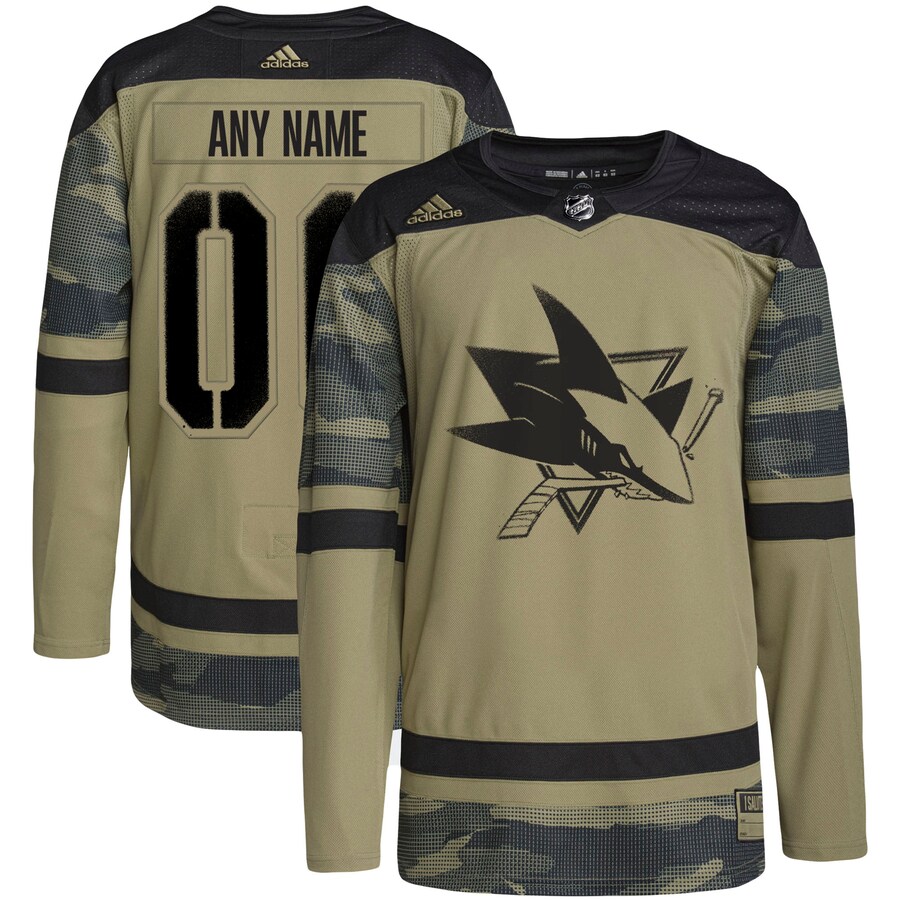 Men's San Jose Sharks adidas Camo Military Appreciation Team Authentic Custom Practice Jersey - Jersey