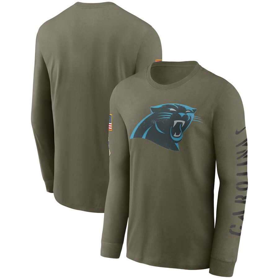 Men's Carolina Panthers Nike Olive Salute To Service Long Sleeve T-Shirt - Jersey