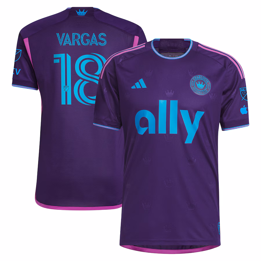 Men's Charlotte FC Kerwin Vargas adidas Purple 2023 Crown Jewel Kit Authentic Player Jersey - Jersey