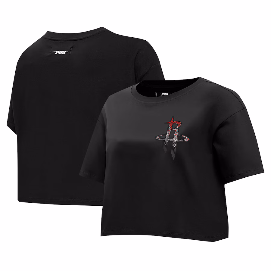 Women's Houston Rockets Pro Standard Black Jewels Boxy Cropped T-Shirt - Jersey