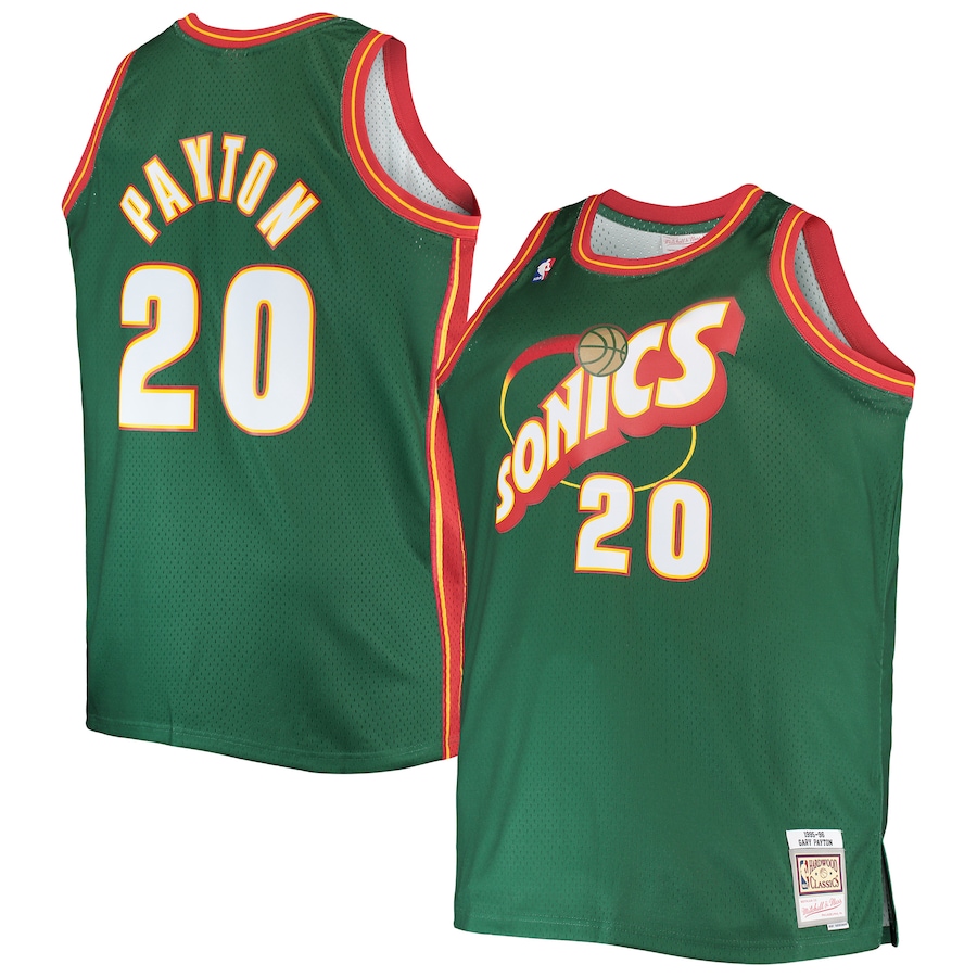 Men's Seattle SuperSonics Gary Payton Mitchell & Ness Green Big & Tall 1995/96 Hardwood Classics Swingman Jersey - Jersey