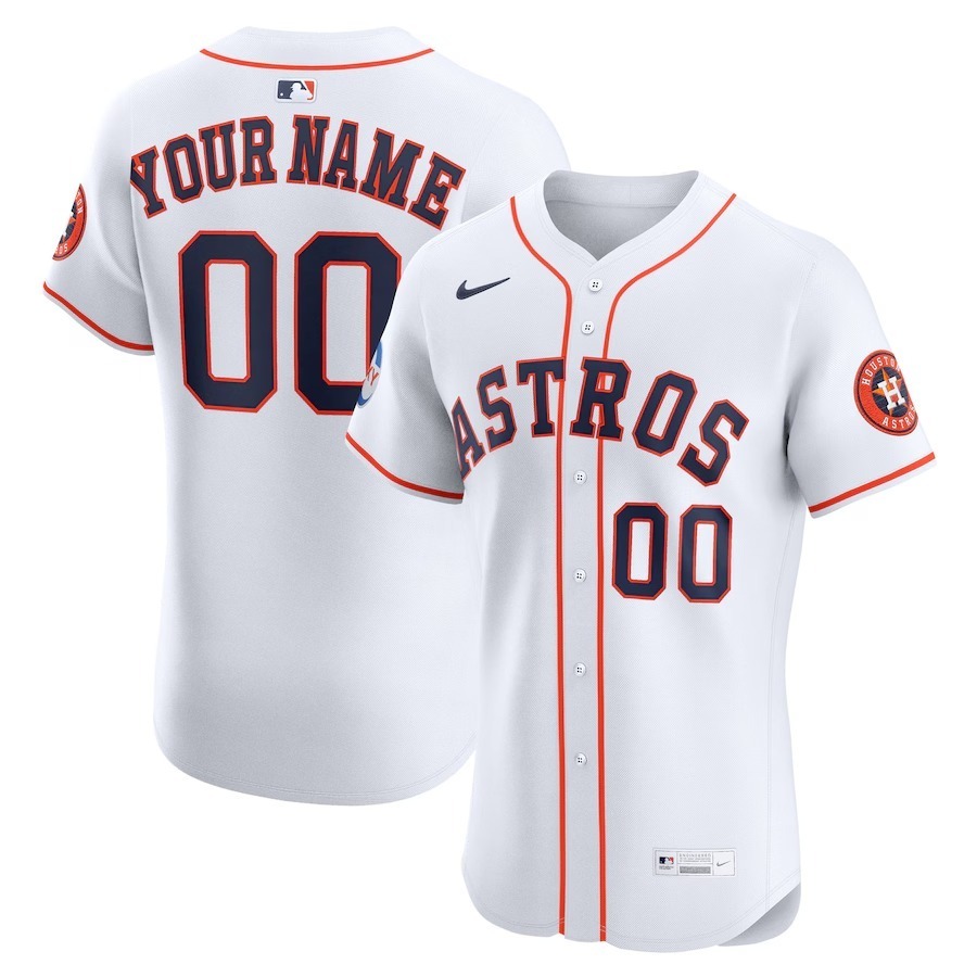 Men's Houston Astros Nike White Home Elite Sponsor Patch Custom Jersey - Jersey