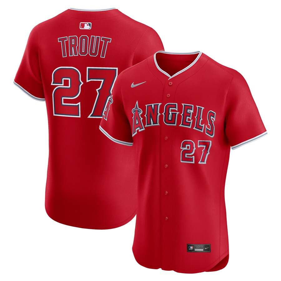 Men's Los Angeles Angels Mike Trout Nike Red Alternate Elite Jersey - Jersey
