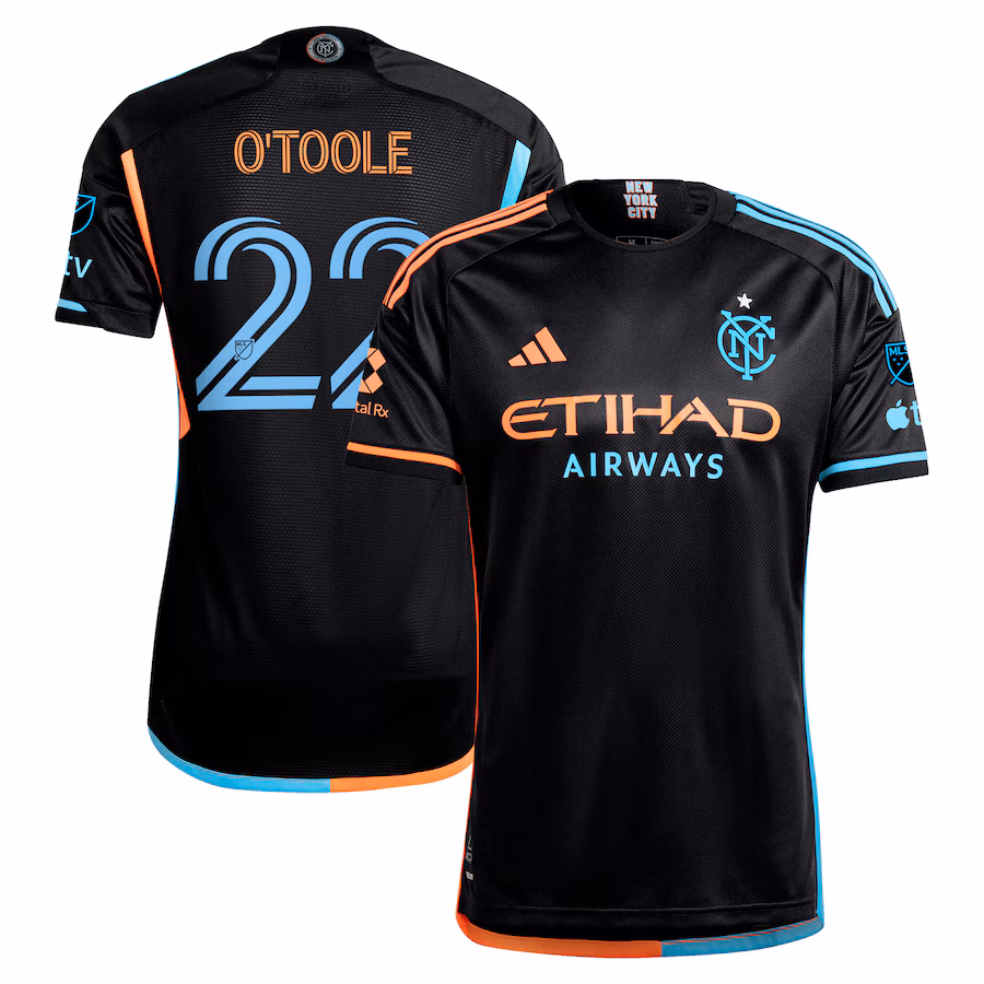 Men's New York City FC Kevin O'Toole adidas Black 2024 24/7 Kit Authentic Player Jersey - Jersey