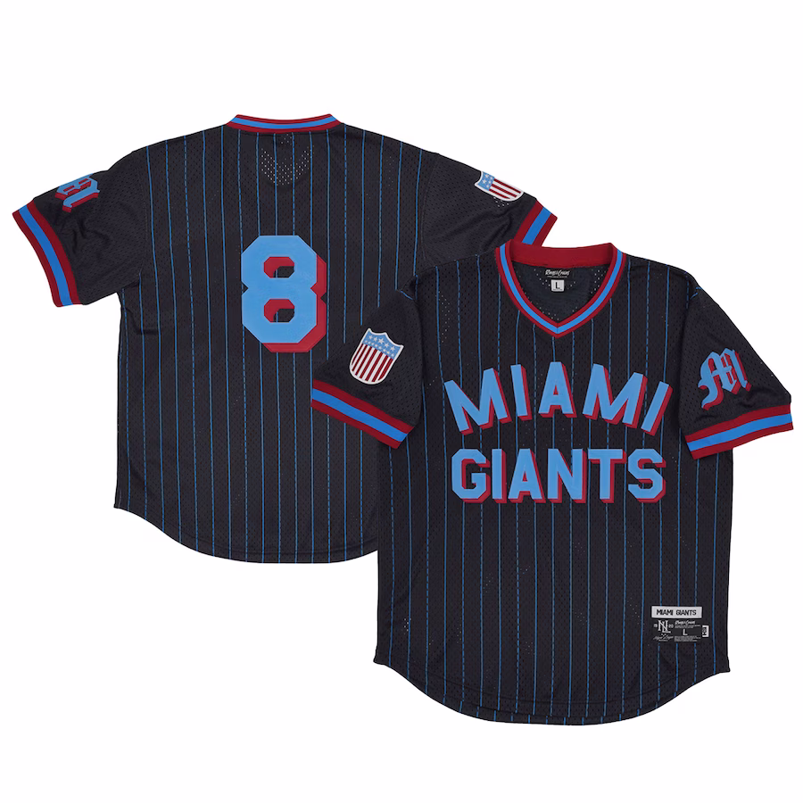 Youth Miami Giants #8 Black Mesh Replica V-Neck Jersey - Jersey