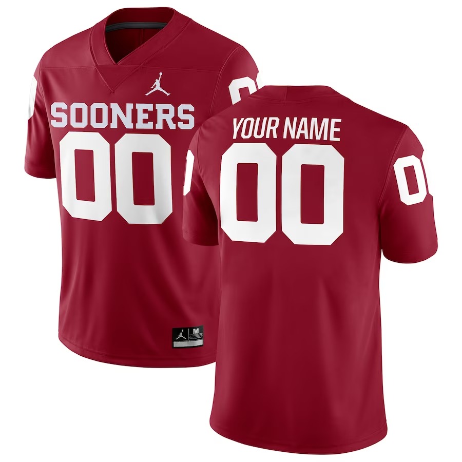 Oklahoma Sooners Jordan Brand Football Custom Game Jersey - Crimson - Jersey