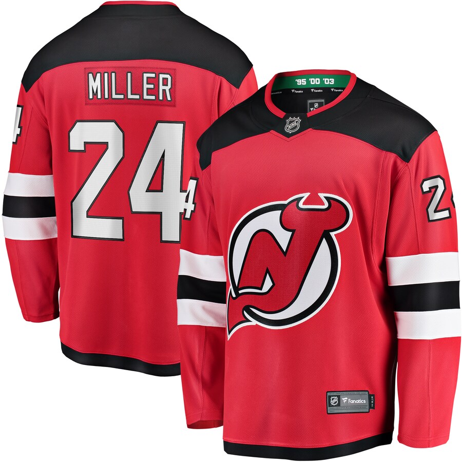 Men's New Jersey Devils Colin Miller Fanatics Branded Red Home Breakaway Jersey - Jersey