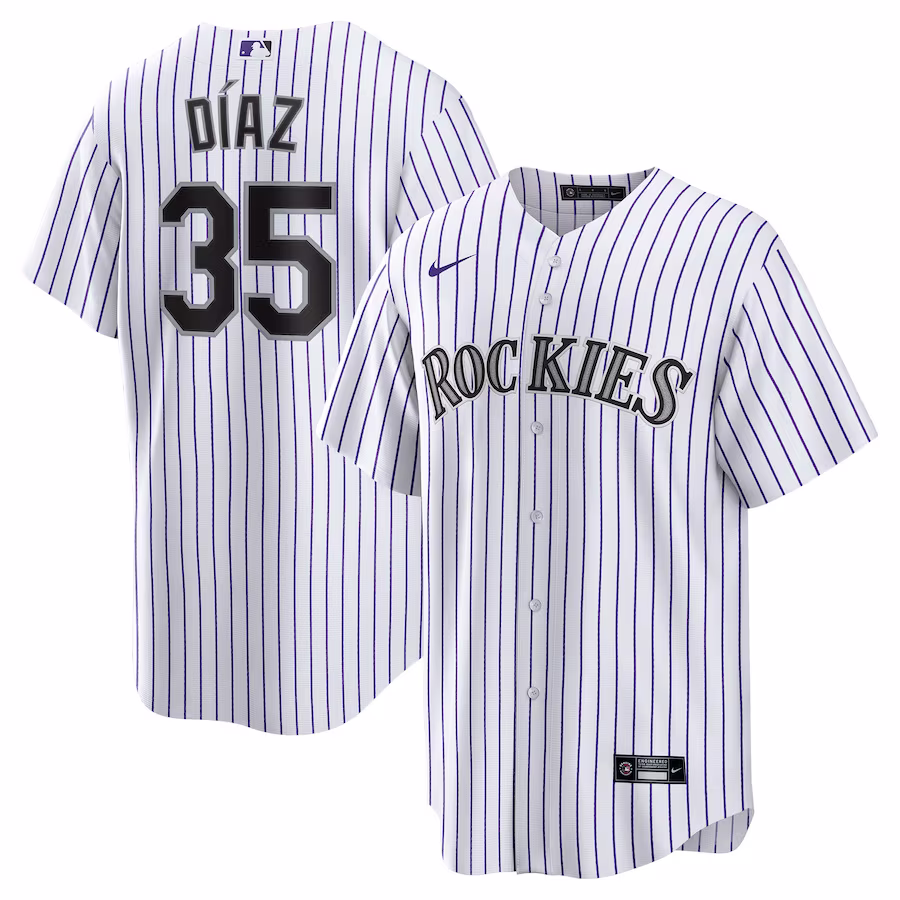 Men's Colorado Rockies Elias Díaz Nike White Home  Replica Player Jersey - Jersey