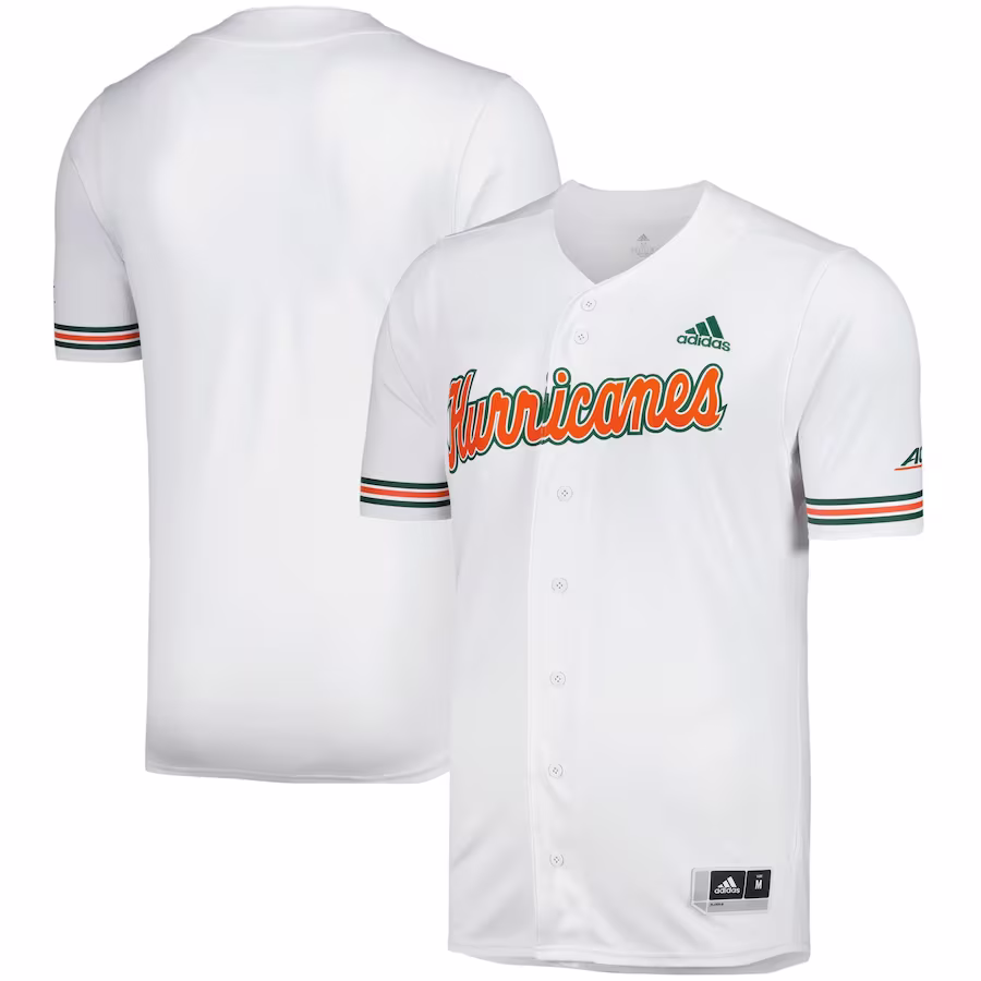 Miami Hurricanes adidas Replica Baseball Jersey - White - Jersey