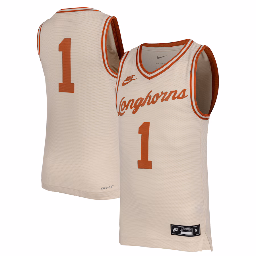 Youth Nike #1 Natural Texas Longhorns Retro Replica Basketball Jersey - Jersey