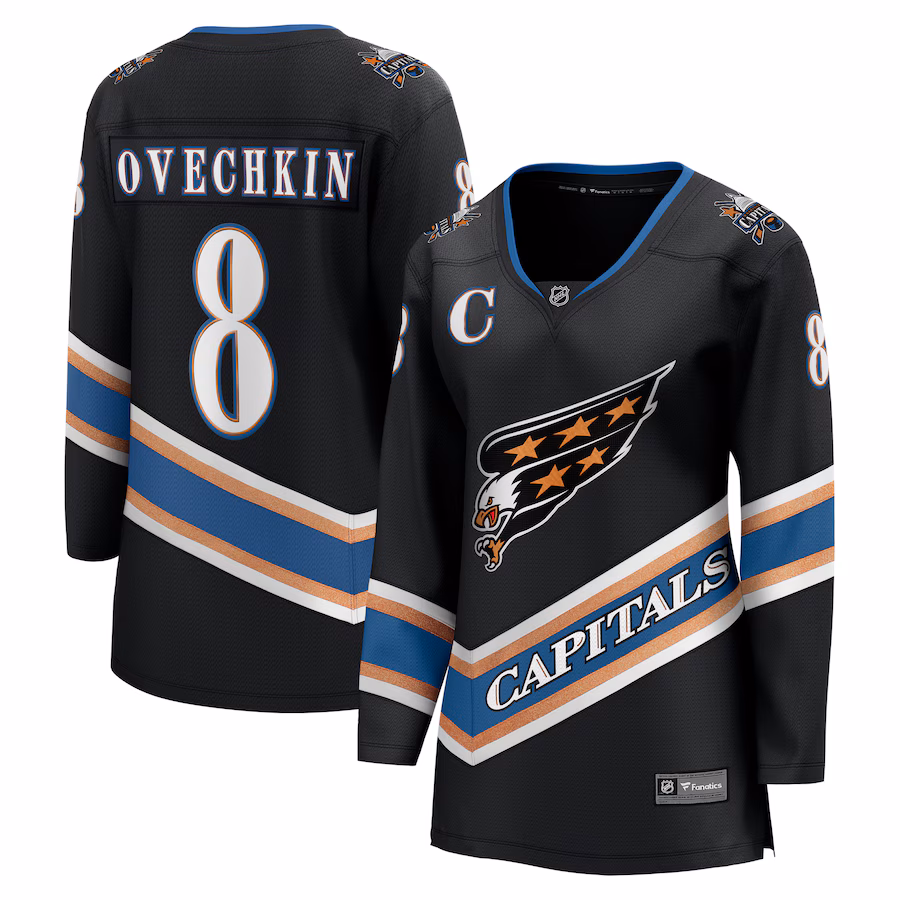 Women's Washington Capitals Alexander Ovechkin Fanatics Black Alternate 50th Anniversary Premier Breakaway Player Jersey - Jersey