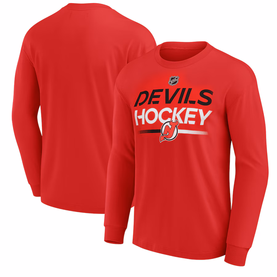 Men's New Jersey Devils Fanatics Red Long Sleeve T-Shirt - Jersey