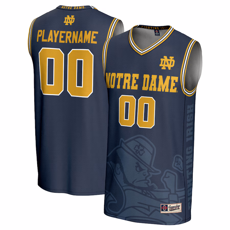 Notre Dame Fighting Irish GameDay Greats Youth NIL Pick-A-Player Women's Basketball Lightweight Icon Print Jersey - Navy - Jersey