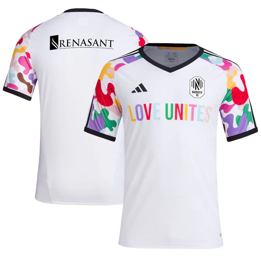 Men's Nashville SC  adidas White 2023 Pride Pre-Match Top - Jersey