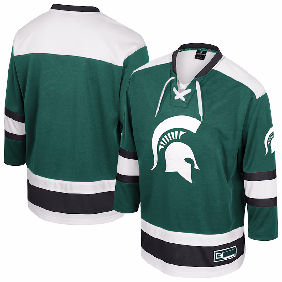 Men's Colosseum  Green Michigan State Spartans Athletic Machine Fashion Hockey Jersey - Jersey