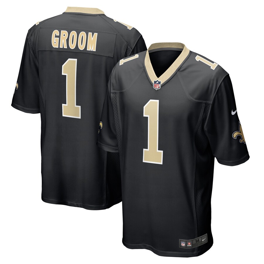 Men's New Orleans Saints Number 1 Groom Nike Black Game Jersey - Jersey