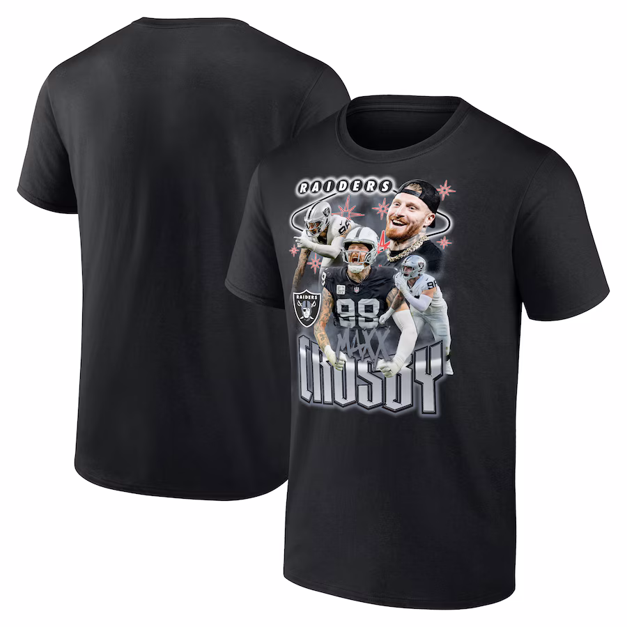 Men's Las Vegas Raiders Maxx Crosby Fanatics Black Notorious Player Graphic T-Shirt - Jersey