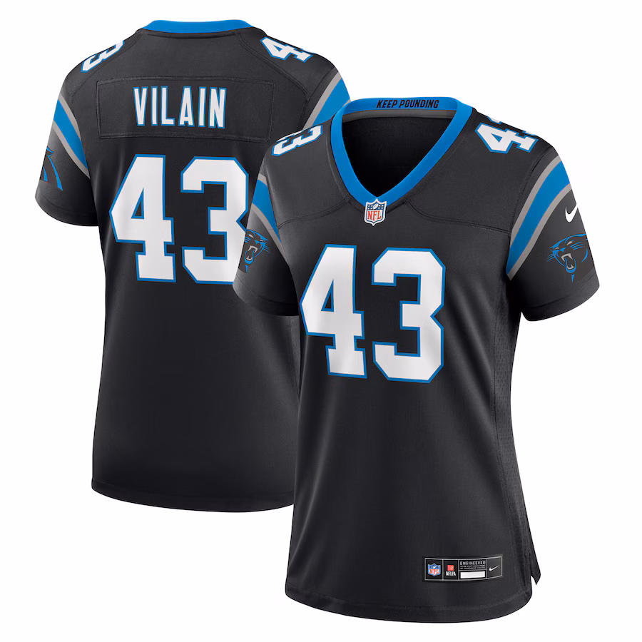 Women's Carolina Panthers Luiji Vilain Nike  Black  Game Jersey - Jersey