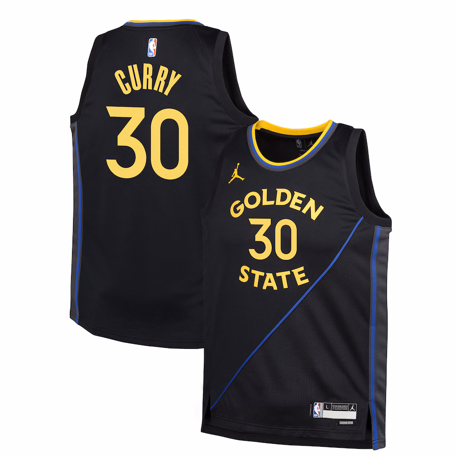 Youth Golden State Warriors Stephen Curry Jordan Brand Navy Swingman Jersey - Statement Edition - Jersey