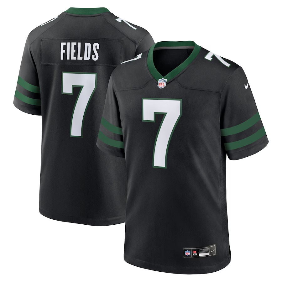 Men's New York Jets Justin Fields Nike Stealth Black Game Jersey - Jersey
