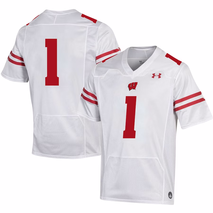 #1 Wisconsin Badgers Under Armour Replica Football Jersey - White - Jersey