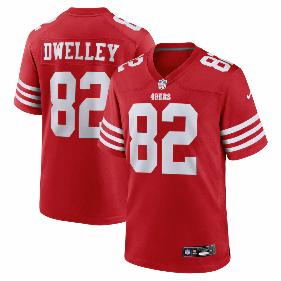 Men's San Francisco 49ers Ross Dwelley Nike Scarlet Team Game Jersey - Jersey