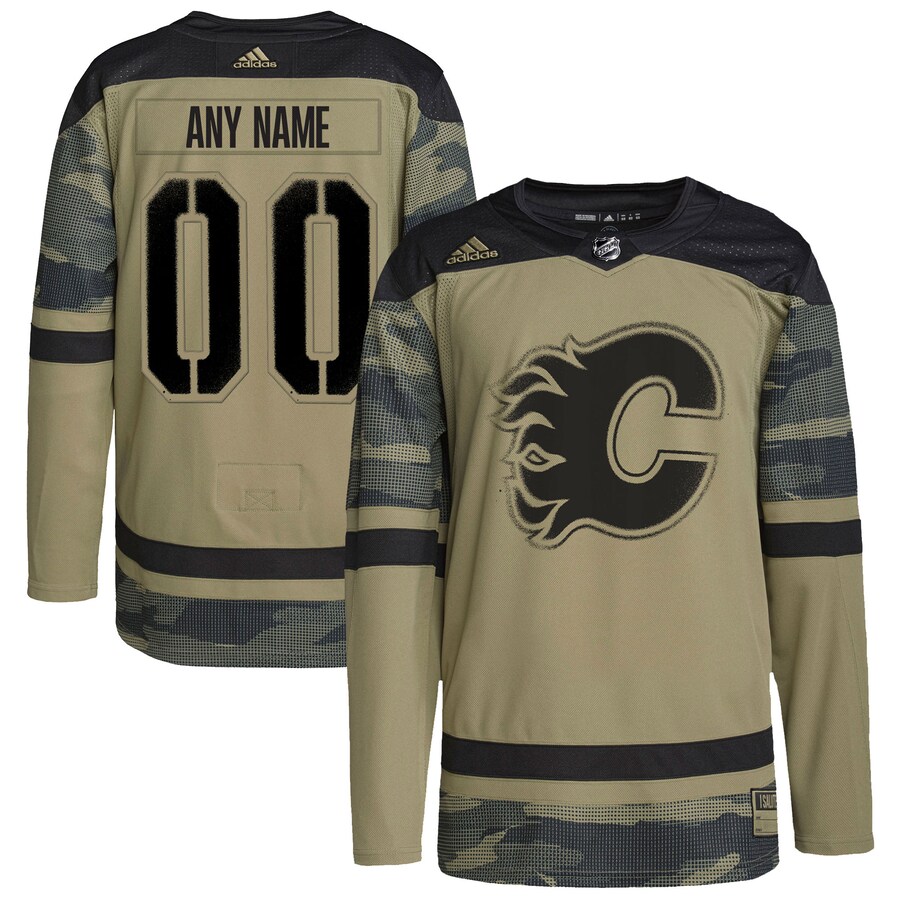 Calgary Flames adidas Camo Logo Military Appreciation Team Authentic Custom Practice Jersey - Jersey