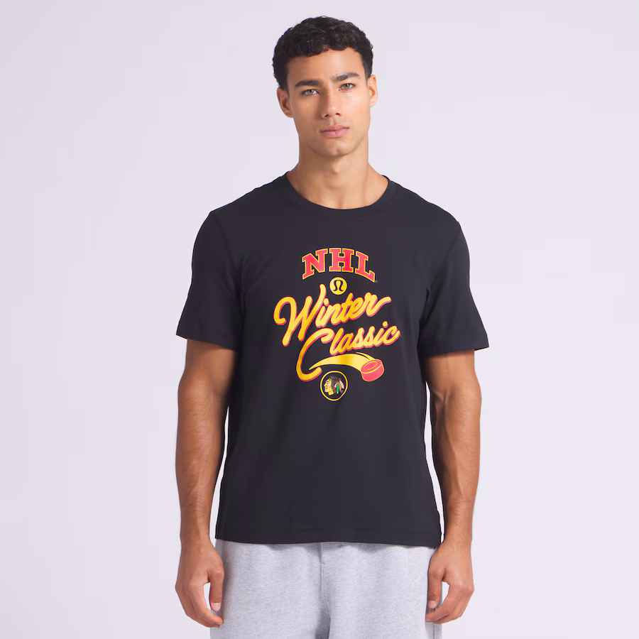 Men's Chicago Blackhawks lululemon Black 2025 NHL Winter Classic Soft Jersey T-Shirt - Jersey