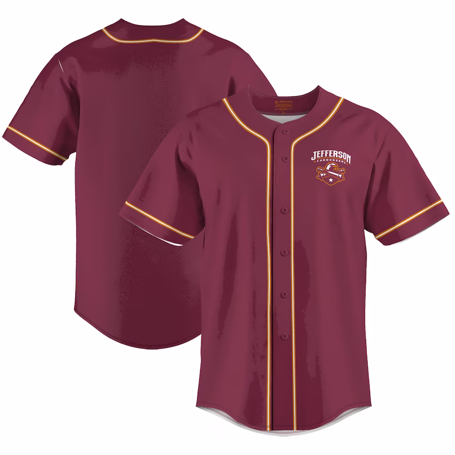 Jefferson Community College Cannoneers ProSphere Youth  Baseball Jersey - Maroon - Jersey