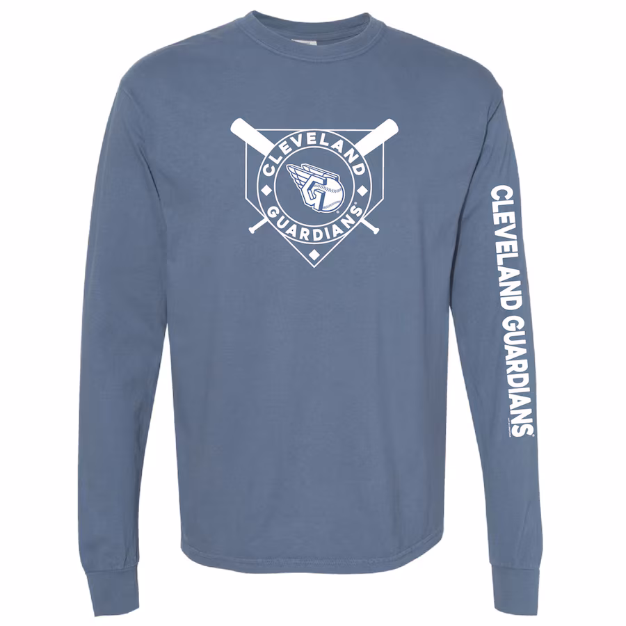 Women's Cleveland Guardians Soft as a Grape Navy Pigment Dye Long Sleeve T-Shirt - Jersey