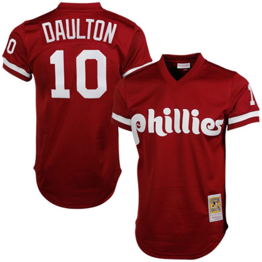 Men's Philadelphia Phillies Darren Daulton Mitchell & Ness Red Cooperstown Mesh Batting Practice Jersey - Jersey